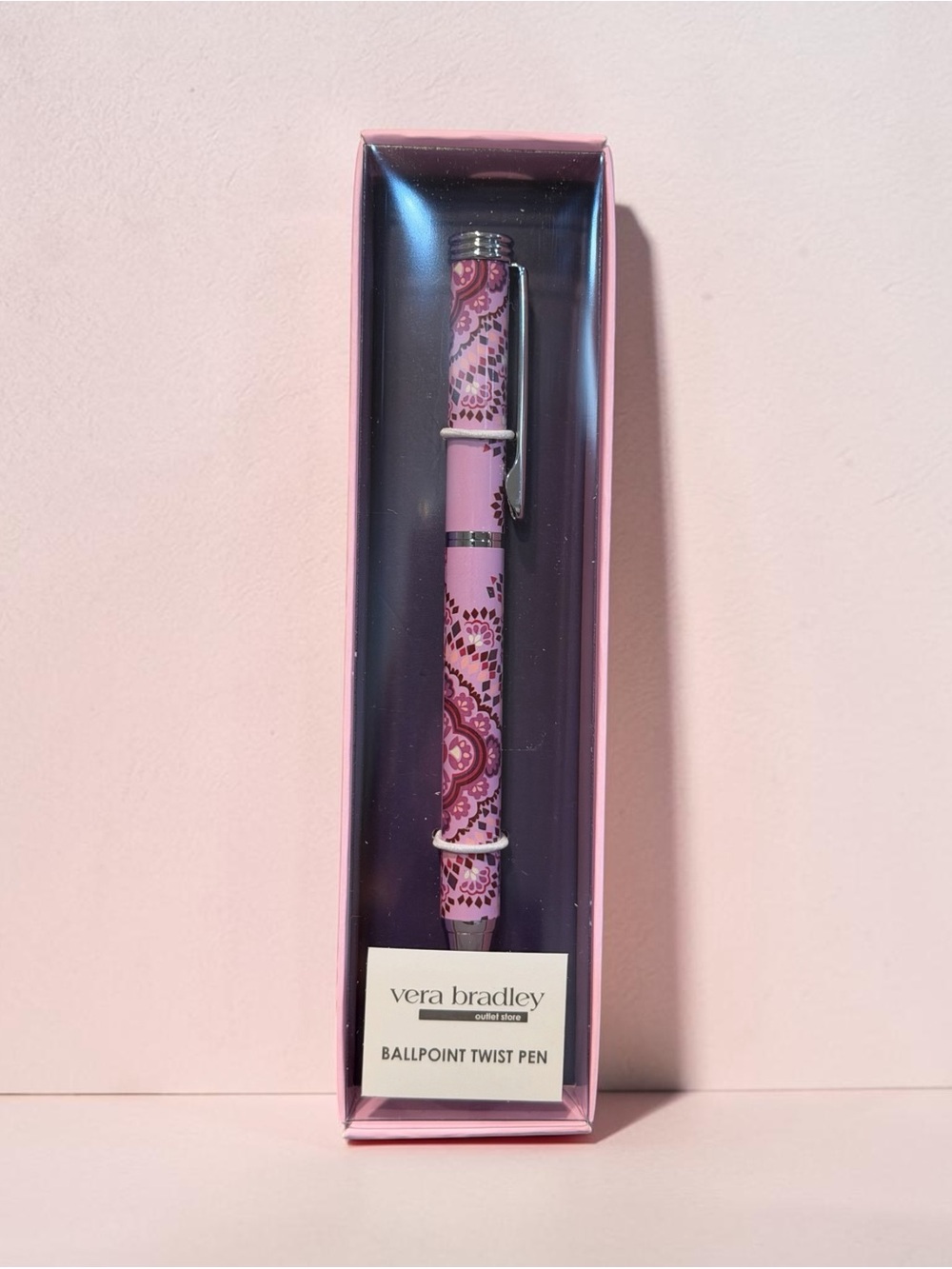 Vera Bradley Pink Floral Ballpoint Twist Pen Lavender Medallion